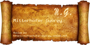 Mitterhöfer György névjegykártya